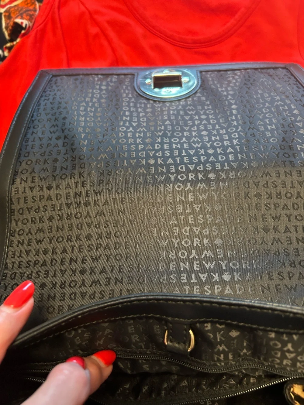 kate spade Black Leather Structured Satchel with Top Handle and Shoulder Strap